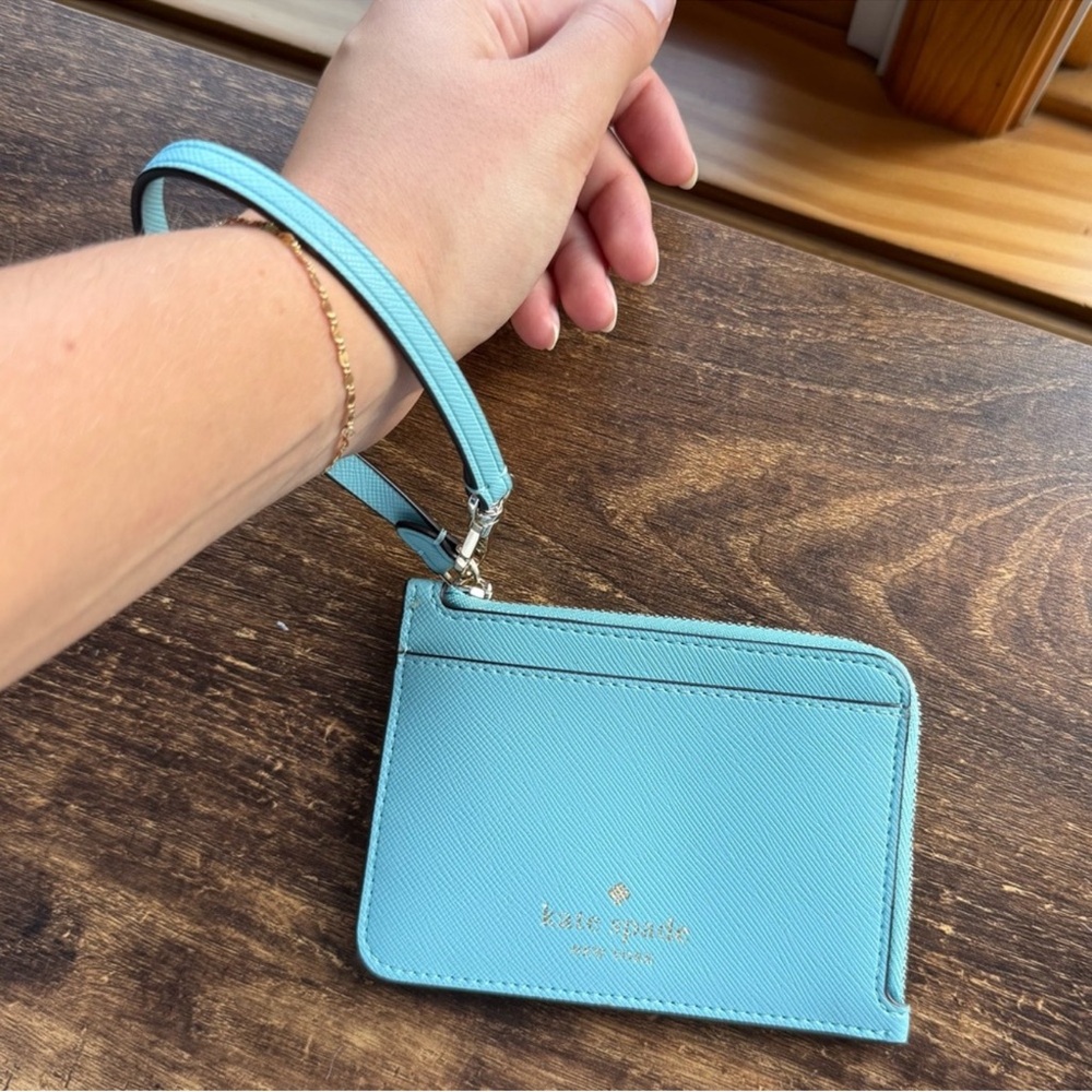 kate spade new york Zip Card Holder Wristlet in Blue - Picture 9 of 12